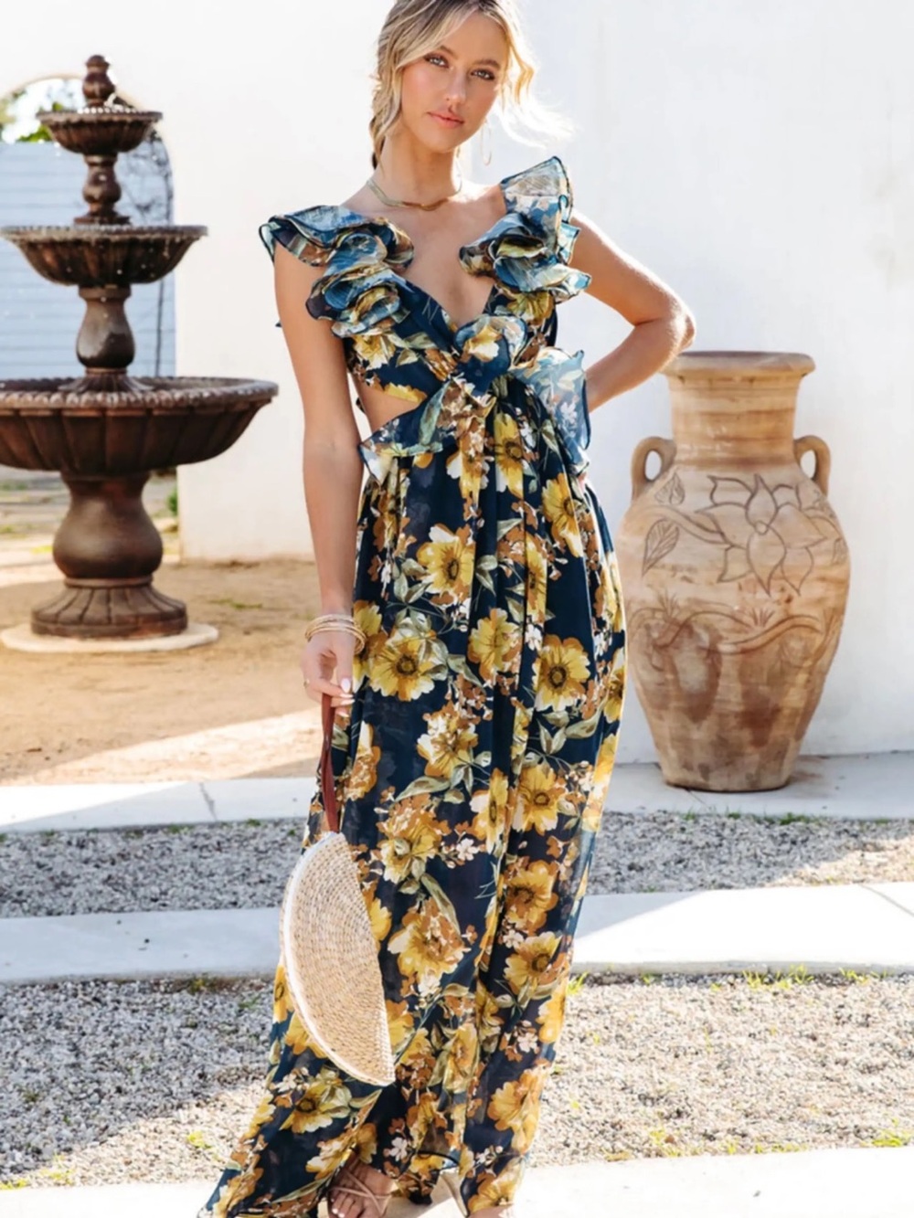 VICI Encanto Floral Ruffle Maxi Dress